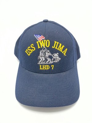 The Corps USS Iwo Juma LHD 7 SHCS Logo Blue Baseball Cap Hat One Size