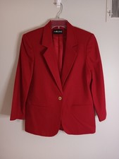 Vintage Sag Harbor Women's Size 6 Petite Bight Red 100 Pure Wool Lined Blazer