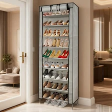 Shoe Rack 10 Layers 9 Shelf Shoes Standing Cabinet Storage Organizer Dustproof