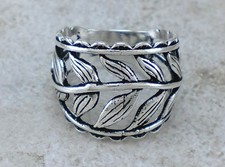 PRETTY .925 STERLING SILVER FILIGREE FLORAL BAND RING size 6 style r2904