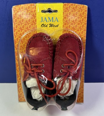 Jama Old West Red Leather Moccasin Shoes Toddler Size 4 Lace Up Ruro's - NEW