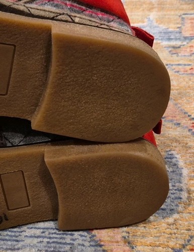 Anthropologie Hiking Boot Red Plaid & Brown Leather EUR41 / US10 - Picture 10 of 11