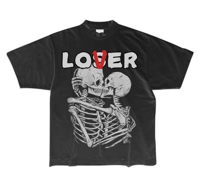 New LOVER/LOSER Skulls Skeleton Graphic Print Short Sleeve Unisex S-5XL T-Shirt