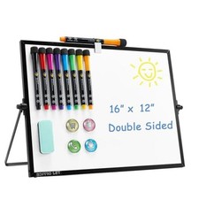 Dry Erase White-Board - 12 X 16 Inches Portable Small Magnetic 12"x16" Black