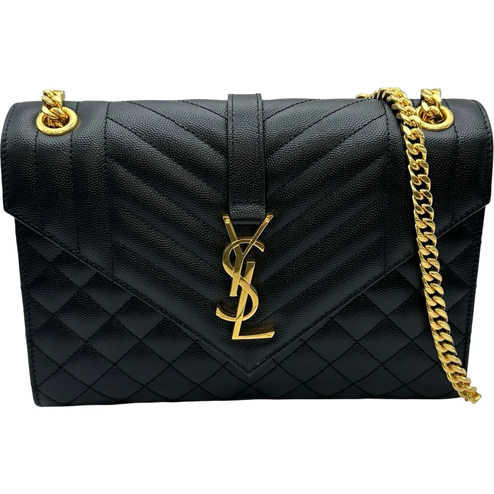 SAINT LAURENT Envelope Medium 600185 Black Caviar #1248