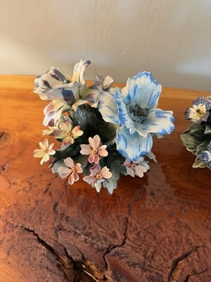 Vintage Capodimonte From Italy Porcelain Flower Bouquet Basket-Chipped 