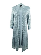 R M Richards Women's Midi Dress  Sequined Lace Jacket 6, Slate 