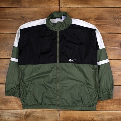 Reebok Windbreaker Trainingsjacke XL Herren 00s Grün Full Zip Outdoor Retro
