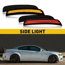 For DODGE 2015-2021 CHARGER LENS Smoked LED SIDE MARKER LIGHTS FRONT & REAR SET
