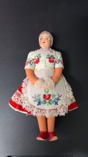 Vintage Handcrafted Cloth Doll with Embroidered Dress