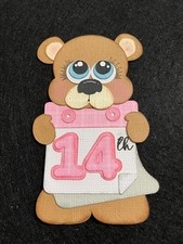 Valentines Feb 14th Bear Title premade paper piecing scrapbook diecut piece 3D