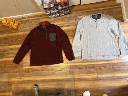 2 Lot GH Bass Co Mens Explorer  Jacket 1/4 Zip  Fleece & Long Sleeve Size M - product listing photo