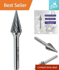 SM-5 Tungsten Carbide Burr - 25° Pointed Cone Double Cut Rotary File 1/4'' Shank