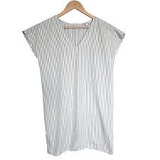 Madewell Button Back Striped Easy Dress Women's V Collar Summer Modal Mini Cut S