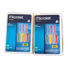 Bayer Microlet Colored Lancets - 200 ct (2 boxes) NEW UNOPENED EXP 2029