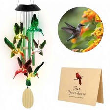 Hummingbird outdoor solar wind chime, garden terrace decoration Christmas gift