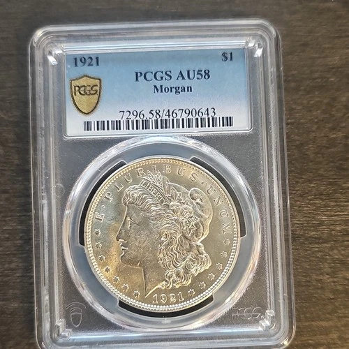 1921 Morgan Dollar PCGS AU58 Silver $1 Coin Circulated Business Strike