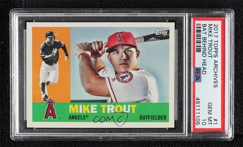 2017 Topps Archives 1960 Mike Trout (Bat Behind Head) #1 PSA 10 GEM MT 15r3