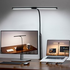 Voncerus LED Desk Lamp for Home Office, Double Head Architect Light Black Pro