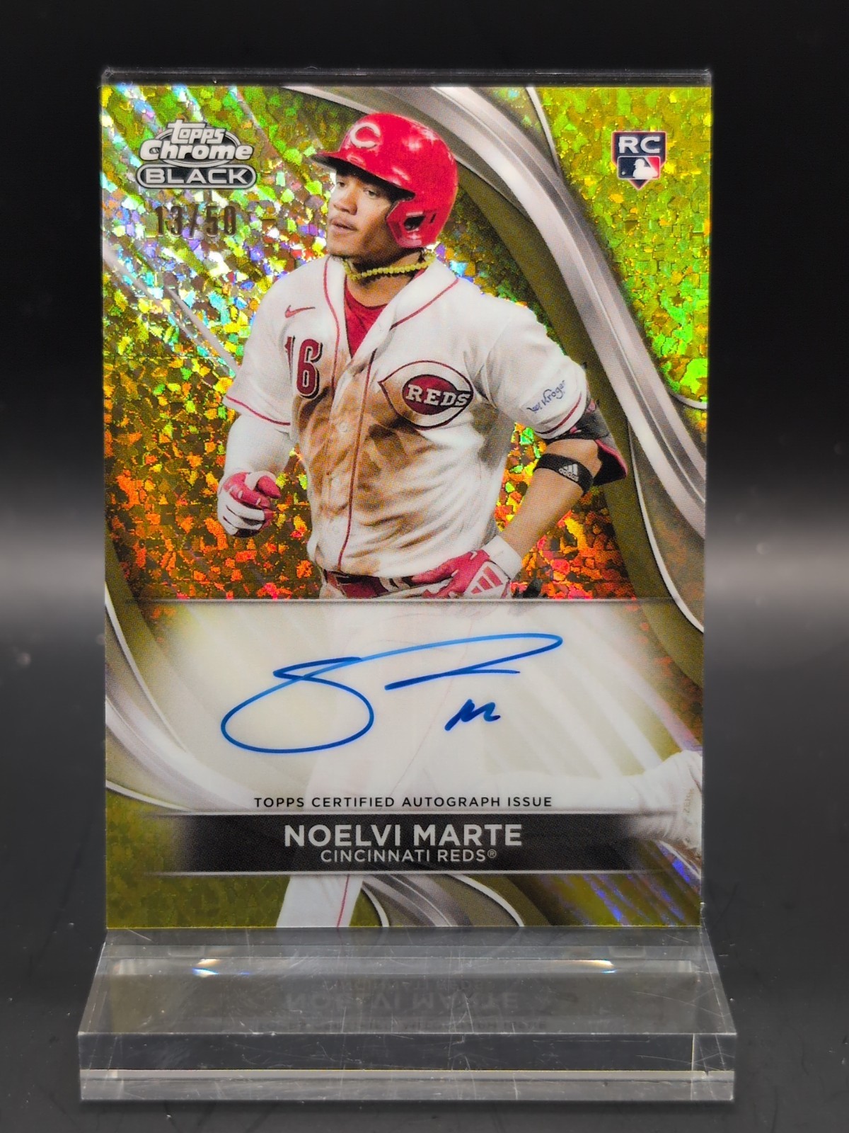 2024 Topps Chrome Black Noelvi Marte Gold Rookie Auto /50 Free Shipping