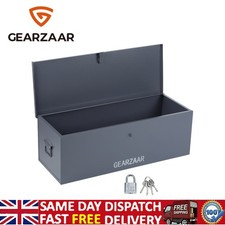 Metal Tool Box & 2 Side Handles Lock Padlock For Van Vault Home Rv Camp Gearzaar