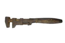 Vintage W&B Made in USA Adjustable Monkey Wrench Hand Tool Wood Handle 14.75"