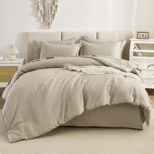 Litanika Oversized King 7-Piece Comforter Set Oatmeal - Bed in a Bag