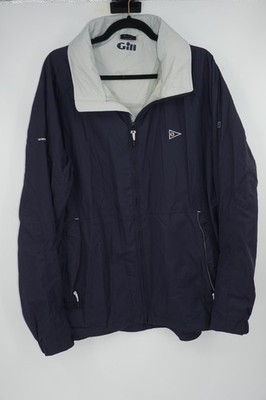 Gill Hooded Sailing Jacket Blue Windbreaker Full Zip Water Resistant Men's XL