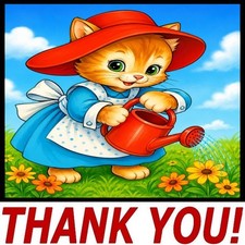 30 Custom Garden Kitty Thank You Personalized Address Labels