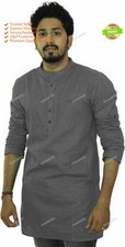 Mens Kurta Cotton Fabric Indian Ethnic Dress Mens Tunic Kurta Plain Free Ship