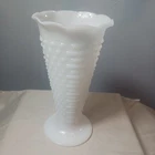 Vintage Milk Glass Hobnail Vase, 9.25" H, 5" W, EUC