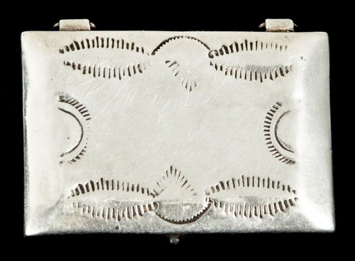 Vintage Navajo Sterling Silver Southwest Stamped Pill Box Native American Old