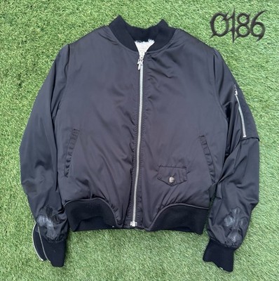 Chrome Hearts Zip-Up Bomber Jacket Lined Band Collar Black Solid Men s M
