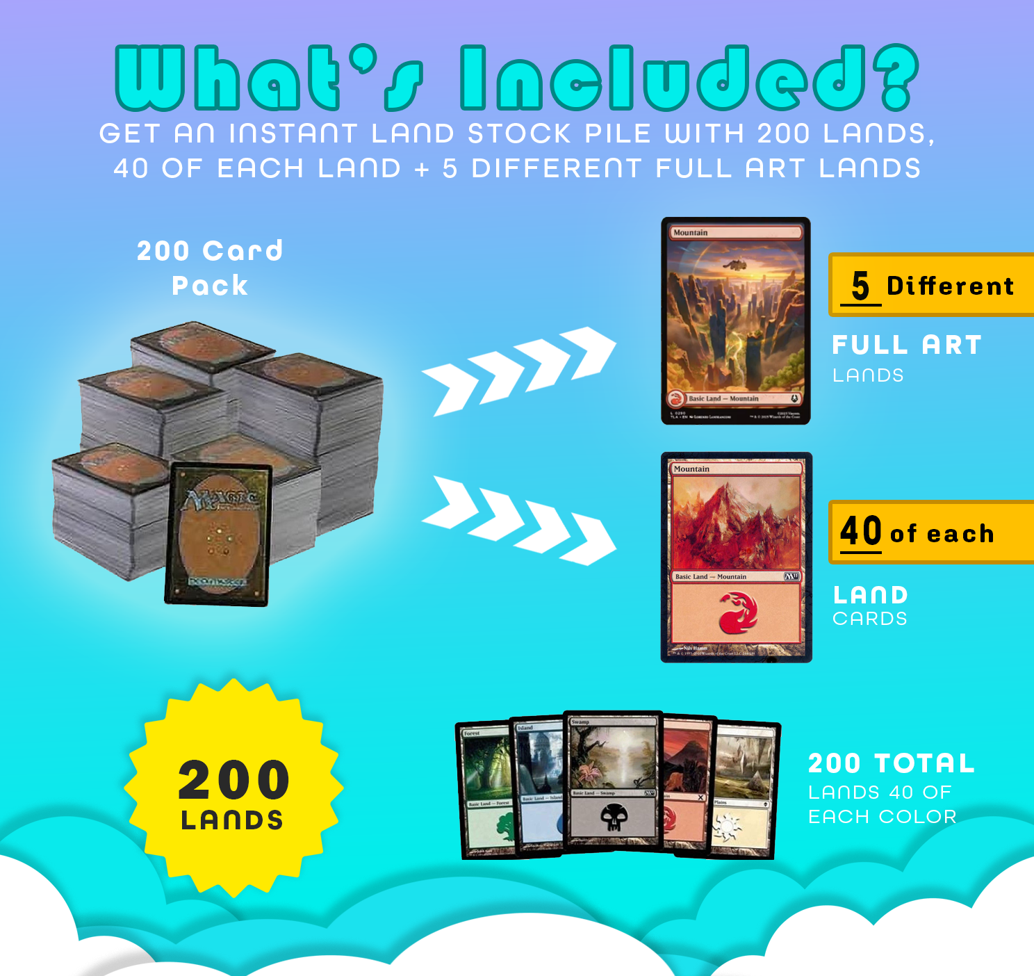 Good Basic Lands 200 Basic Land Lot + Bonus Full art Lands MTG | eBay
