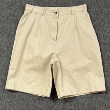 LLBean Shorts Womens 8 Original Fit Khaki Beige Cotton Pleated Chino Classic