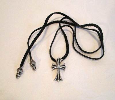 Chrome Hearts Silver Cross with Diamond Necklace