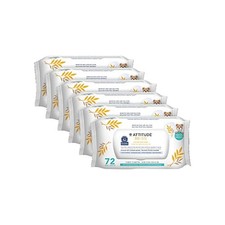 ATTITUDE Baby Wipes Unscented, For Sensitive Skin with Oat, Natural origin, D...