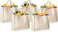 Canvas Grocery Bag for Groceries Market Bag Reusable Shopping Bags Washable Heav