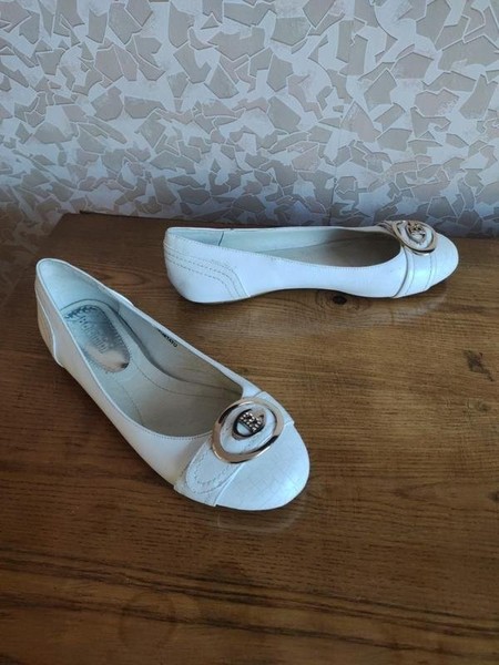 Women Baldinini Heels White Leather 38 #5G4R