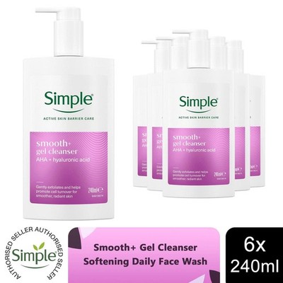 Simple Smooth+ Gel Gesichtsreiniger Erweichen Täglich Gesichtswäsche 240ml, 6er Pack