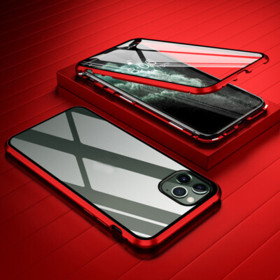 For iPhone 17 16 15 Pro Max 14 13 12 11 Double Tempered Glass 360° Magnetic Case
