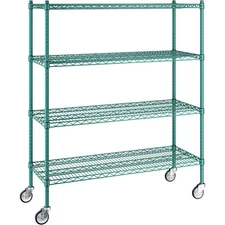 ANY SZ Mobile Heavy Duty Green Wire Walk In Cooler Shelf Rack Commercial Casters