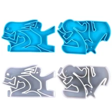 Epoxy Resin Keychain Molds Girl Kiss Dog Shape Silicone Mold with Hole Jewelry