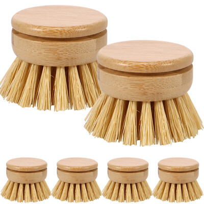6Pcs Addis Wooden Bamboo Handle Palm Brush Scrub Washing Up Dish Scourer-Sponge 