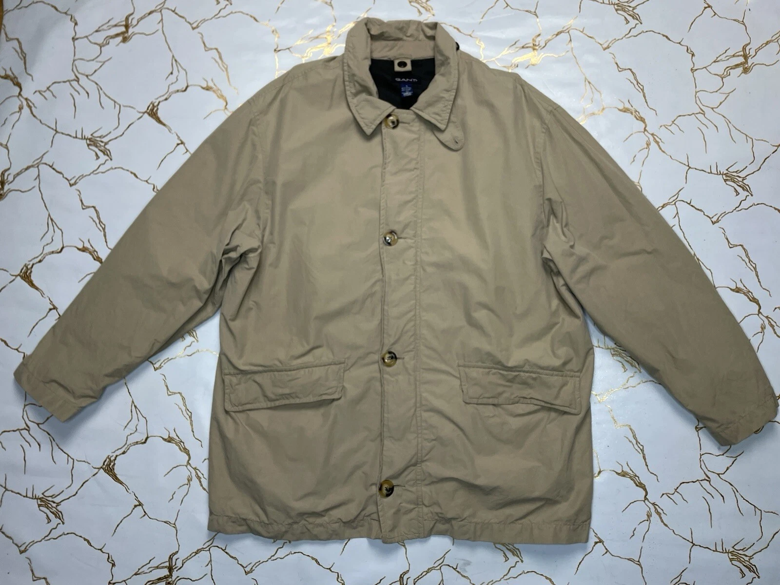 GANT USA Content Vintage Beige Full Zip Button Jacket Pockets Size Medium Large