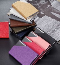 PU Leather  Stainless Steel Business Name Credit Card Case Holder USA Seller 