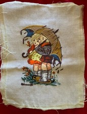 VINTAGE MORTON SALT HUMMEL NEEDLEWORK STITCHERY 8.5" X 11" COMPLETED