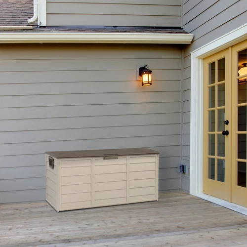 75gal 260L Outdoor Garden Plastic Storage Deck Box Chest Tools Lockable Seat New - Picture 11 of 12