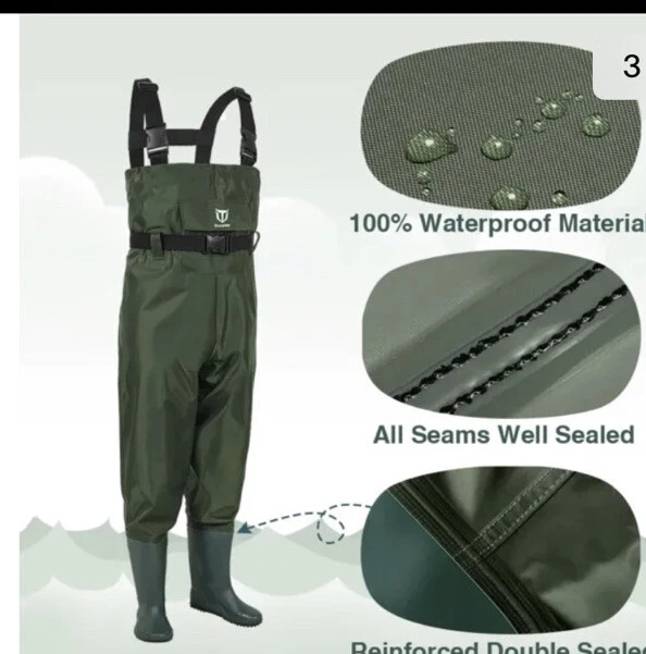 TideWe Chest Waders MEN Waterproof Fishing Chest Wader With Boots Size 11 - Image 2 of 4
