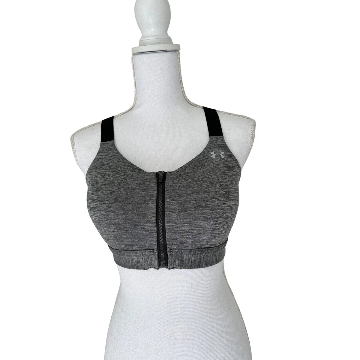 Under Armour Front Zip Grey Sports Bra Size 36C